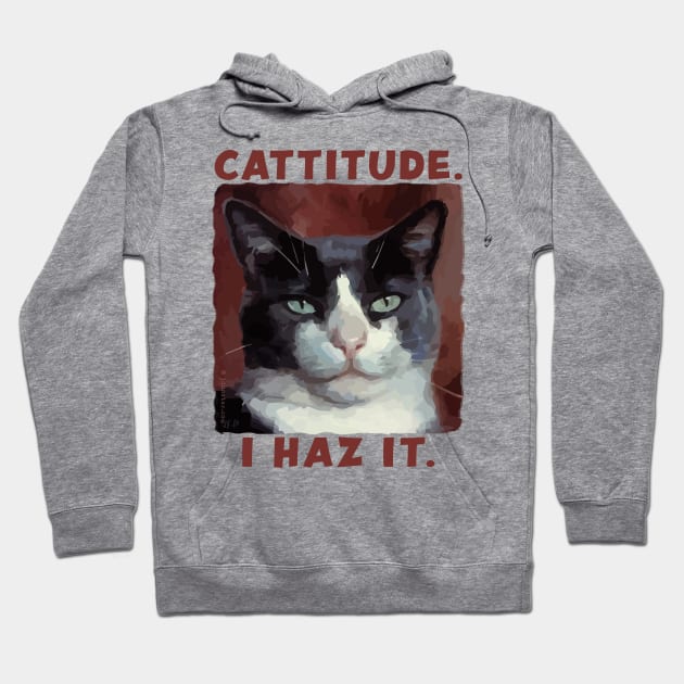 Smug Cat with CATTITUDE Hoodie by jdunster
